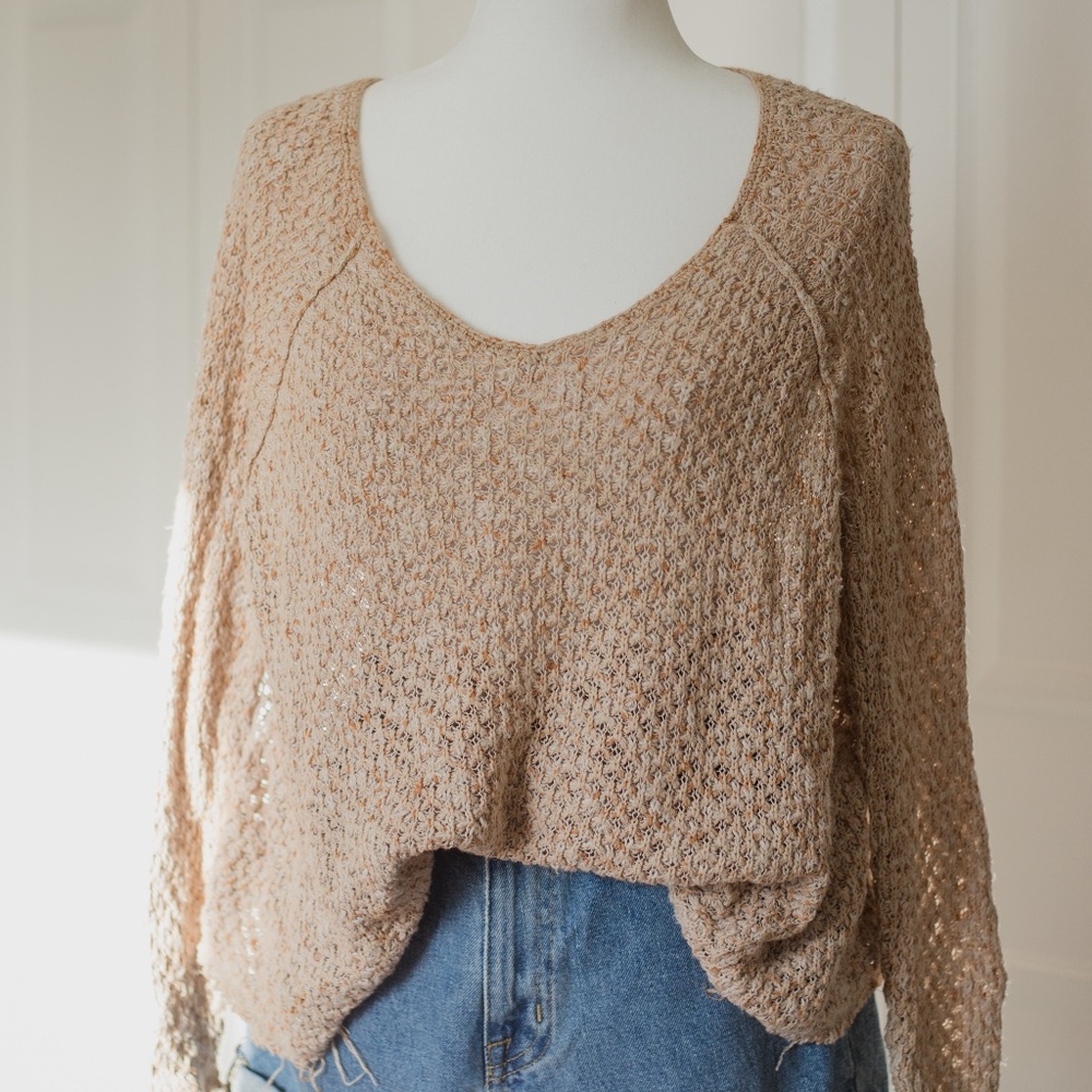 Free People Lace Scoop Neck Sweater